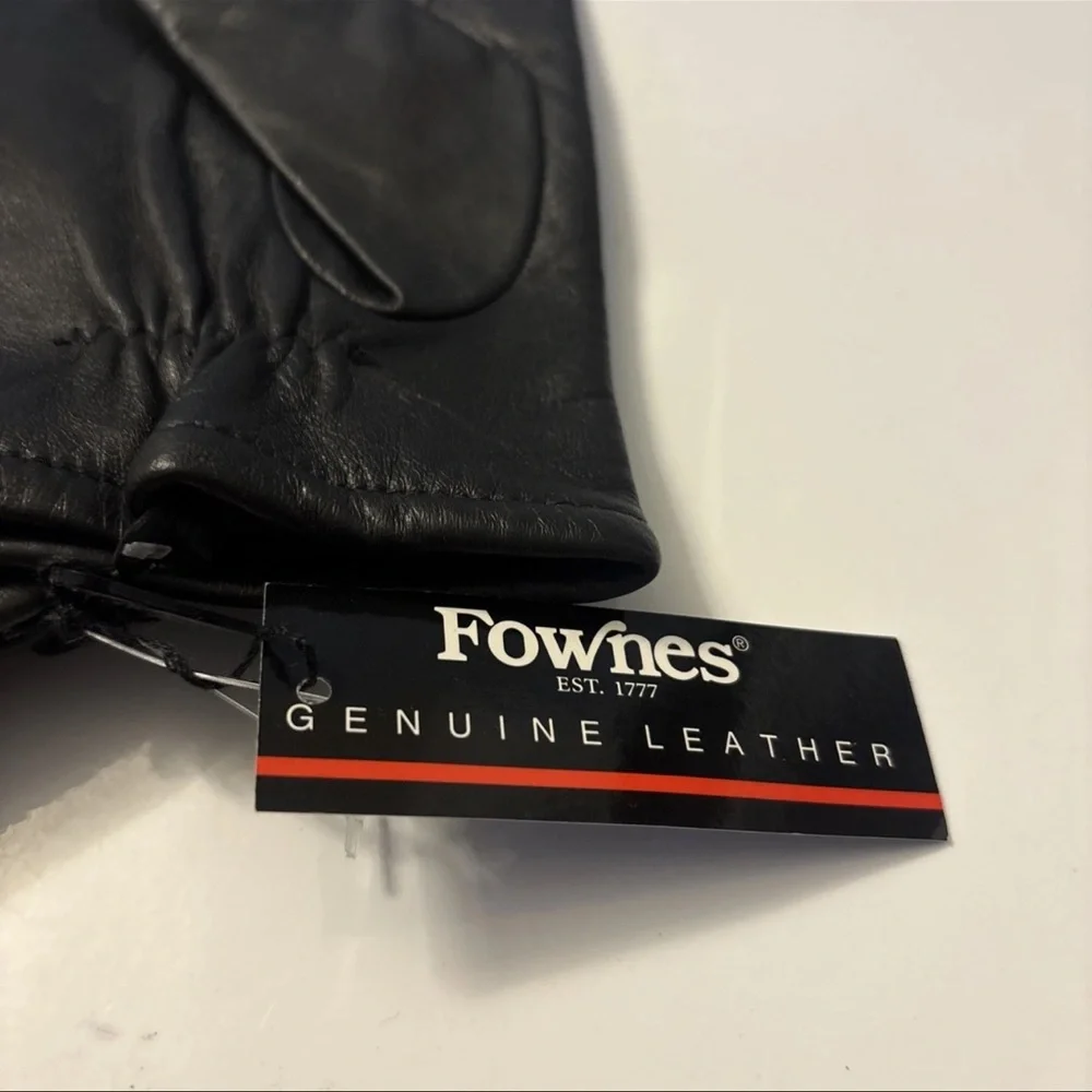 BNWT FOWNES EST 1977 VTG Black Womens Genuine leather 10” Gloves Size Large
